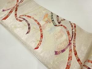 九百佐賀錦几帳に御所車模様織出し袋帯